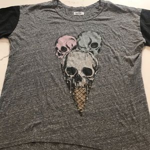 Lauren Moshi skull shirt top L rare design